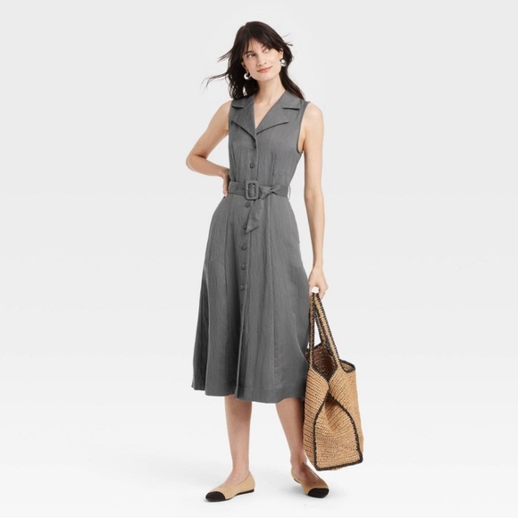 a new day Dresses & Skirts - Elegant Gray Sleeveless Belted Dress